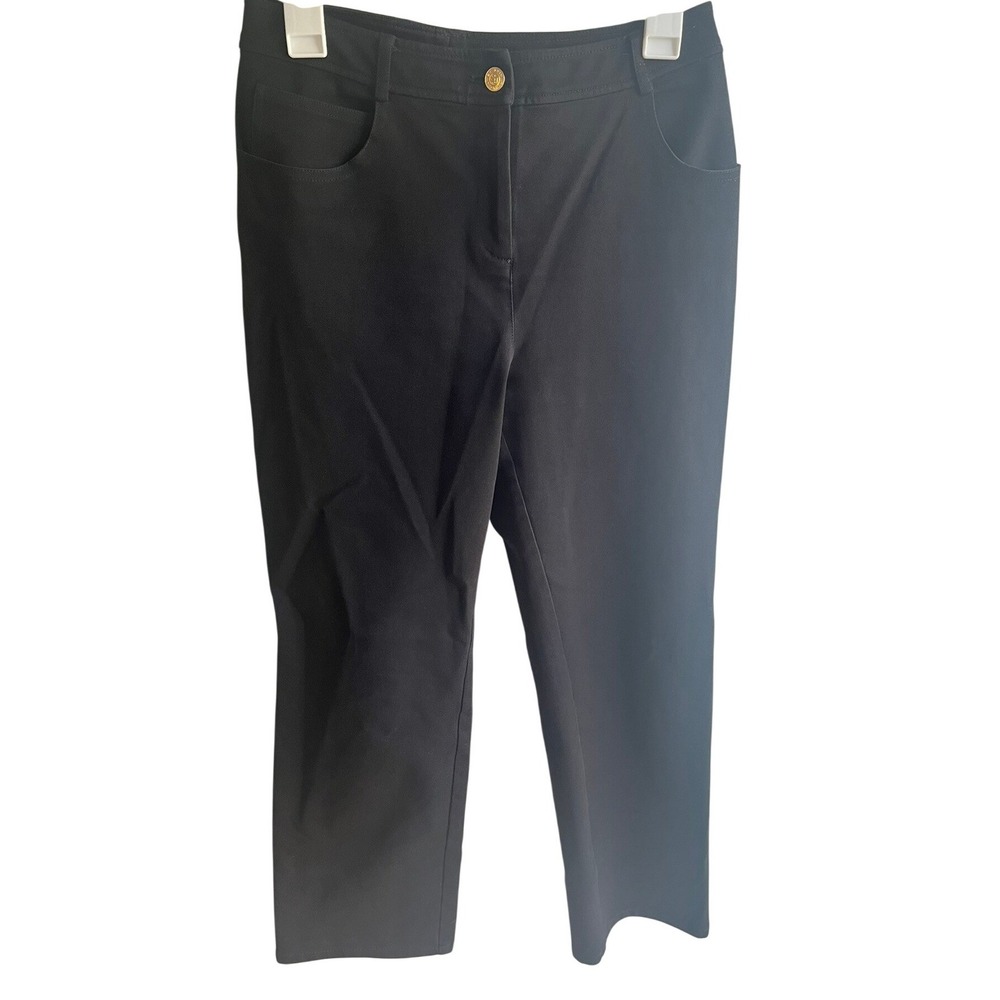 St. John Women's Black Designer Business Straight Leg Hi-Rise Ankle Pant Sz 4 - Picture 1 of 10
